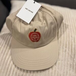 Aime Leon Dore Beige Cap with Red Apple Logo
